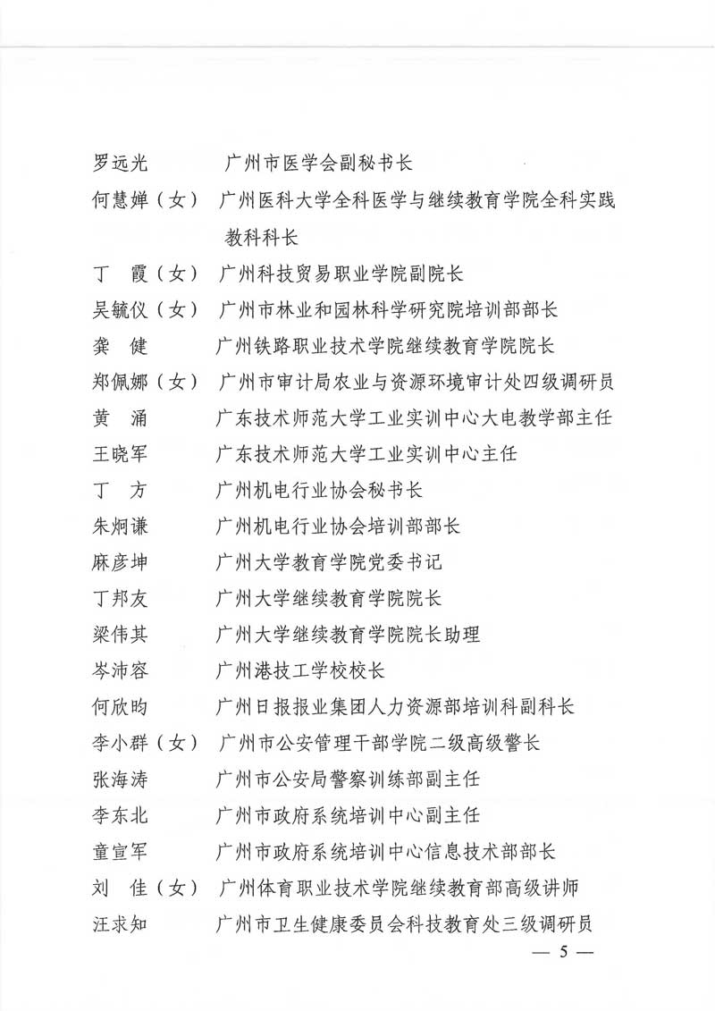 广州市人力资源和社会保障局关于2020—2022年专业技术人员市级继续教育专家库人选名单的公示